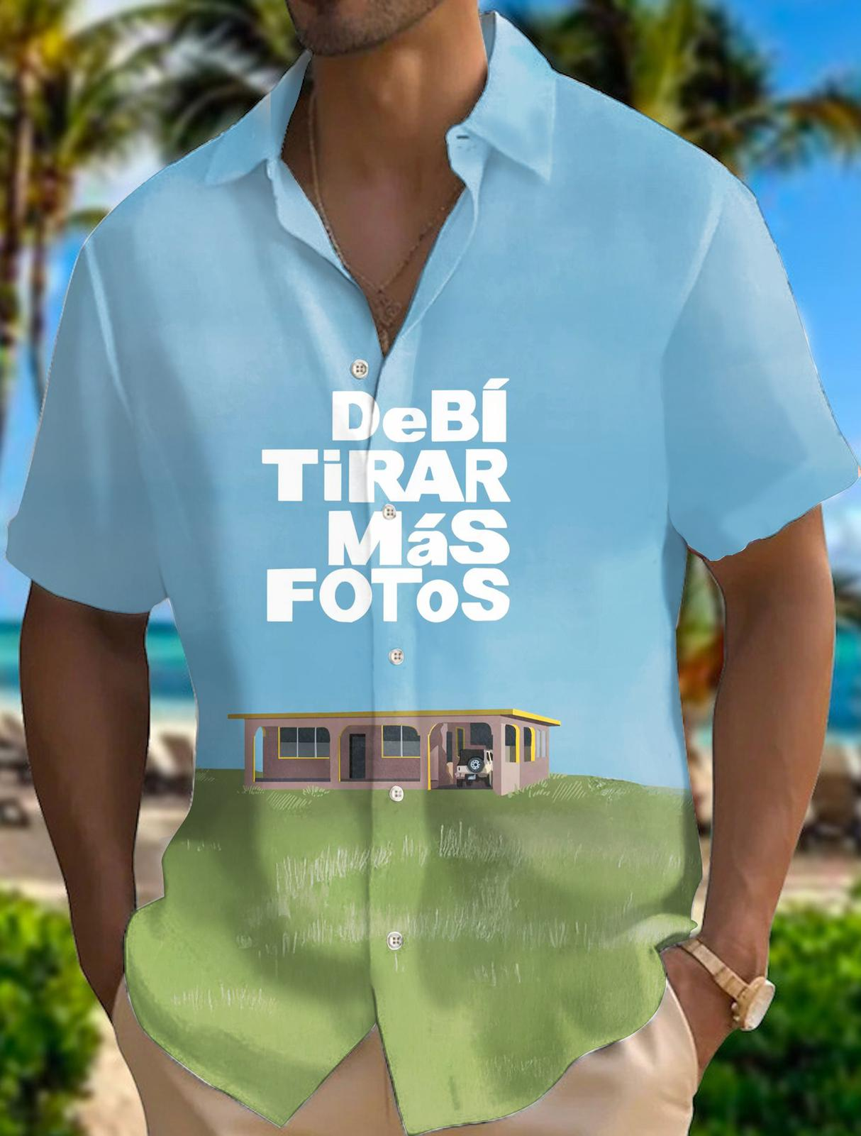 Puerto Rico Fun Print Men's Pocket Short Sleeve Shirt (Best Seller)