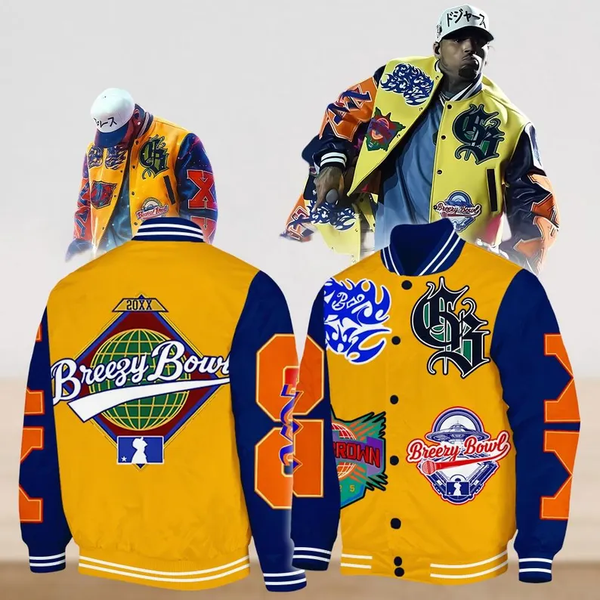Chris Brown Tour Breezy Bowl XX Shoulder Baseball Jersey