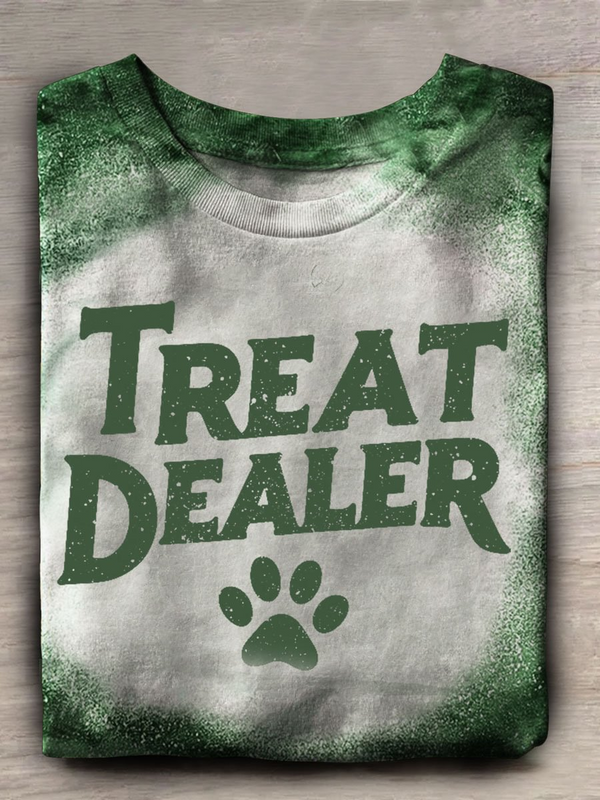 Treat Dealer Print Casaul Short Sleeve T-shirt