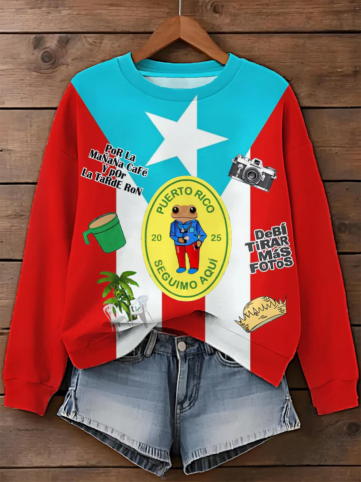 Camiseta casual de manga larga con estampado de Bad Bunny Dtmf Puerto Rico 