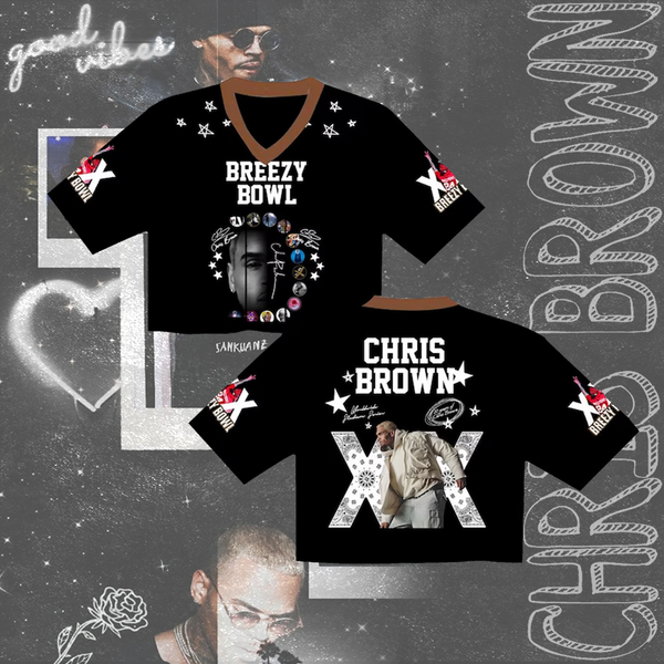 Chris Brown Breezy Bowl Crop Top Football Jersey