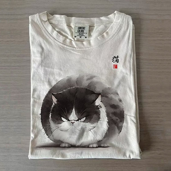 Fat Cat Art Print Casaul T-shirt