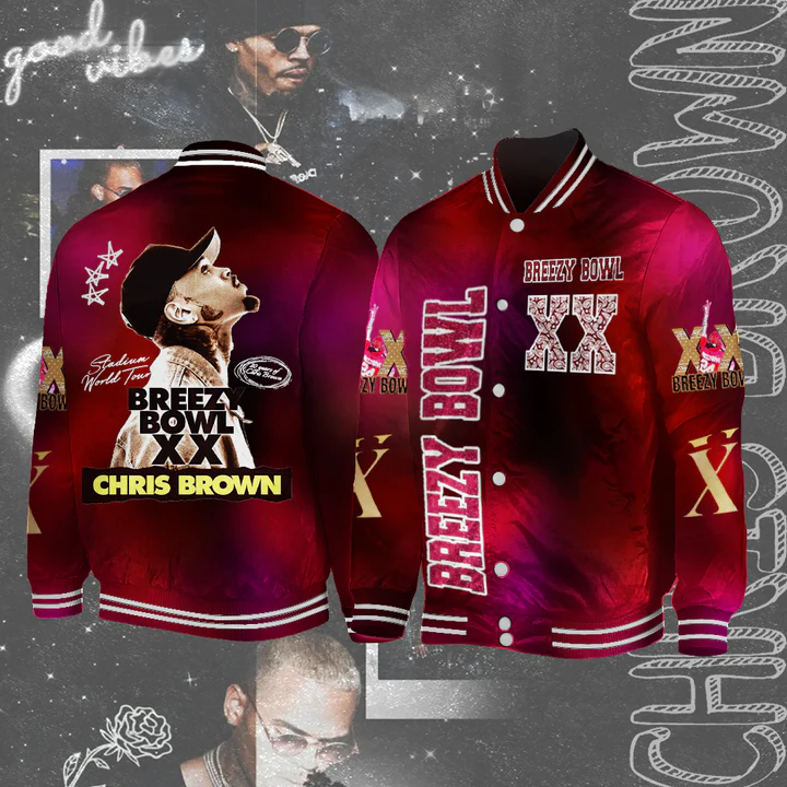 Chris Brown Breezy Bowl XX Tour Shoulder Baseball Jersey（Best Seller）