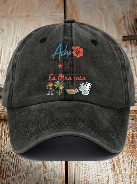 Retro Puerto Rico Print Baseball Cap