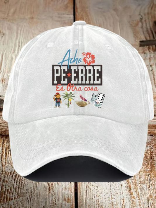 Retro Puerto Rico Print Baseball Cap