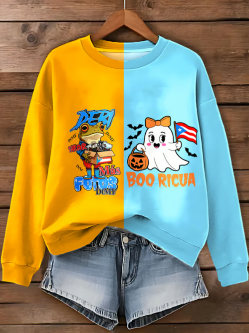 Puerto Rico Halloween Ghost Printed Sweatshirt