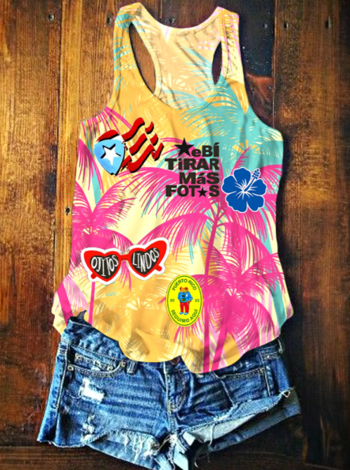 Puerto Rico Printed Casual Tank Top