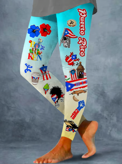 Puerto Rican Print Leggings