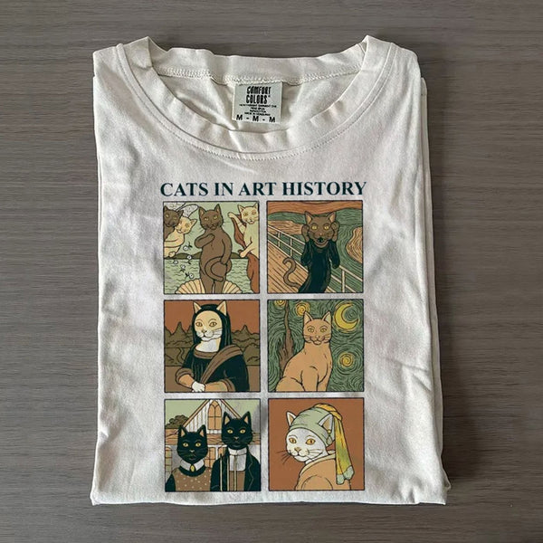 Cat Art History Art Print Casaul T-shirt