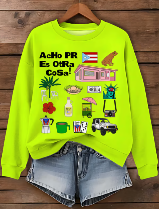 Puerto Rico Singer Booricua Decorate Printed Sweatshirt