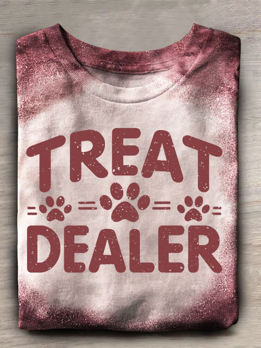 Treat Dealer Print Casaul Short Sleeve T-shirt