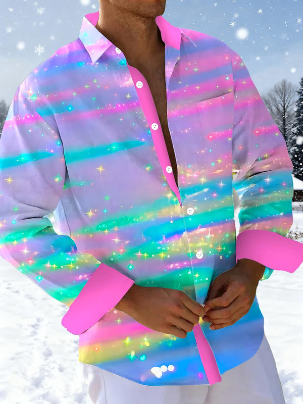 Tie Dye Men's Pocket Long Sleeve Shirts