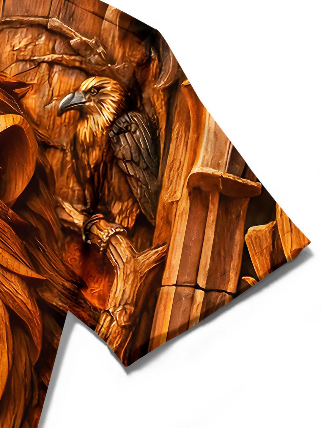 Wood Carving Flame Lion Men's Pocket Short Sleeve Shirts