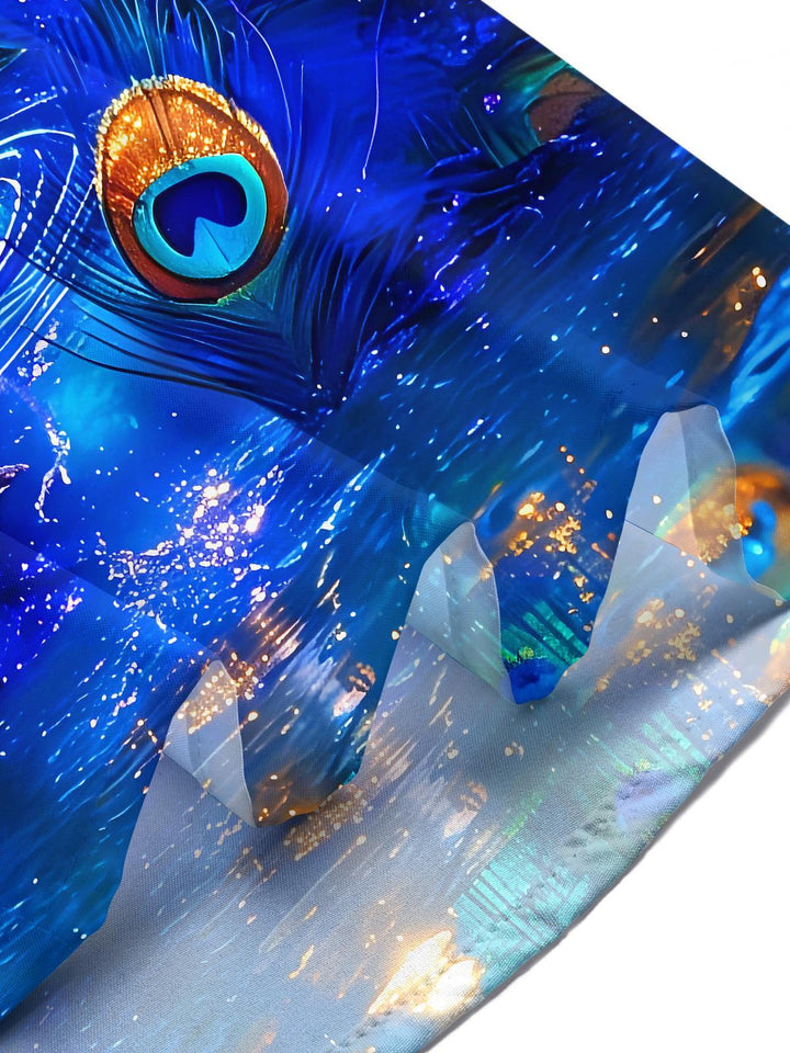 Peacock Seahorse Fantasy Art Men's Pocket Short Sleeve Shirts