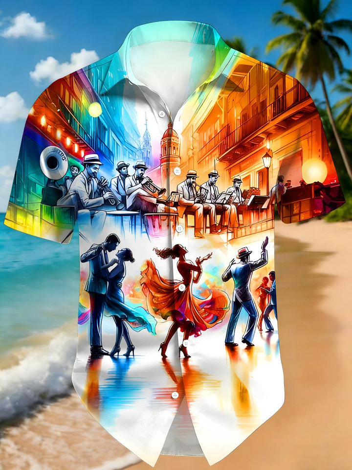 Urban Latin Carnival Night Men's Pocket Short Sleeve Shirts