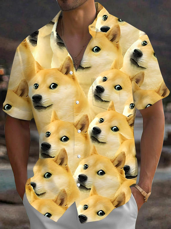 Funny Dog Men's Pocket Short Sleeve Shirts