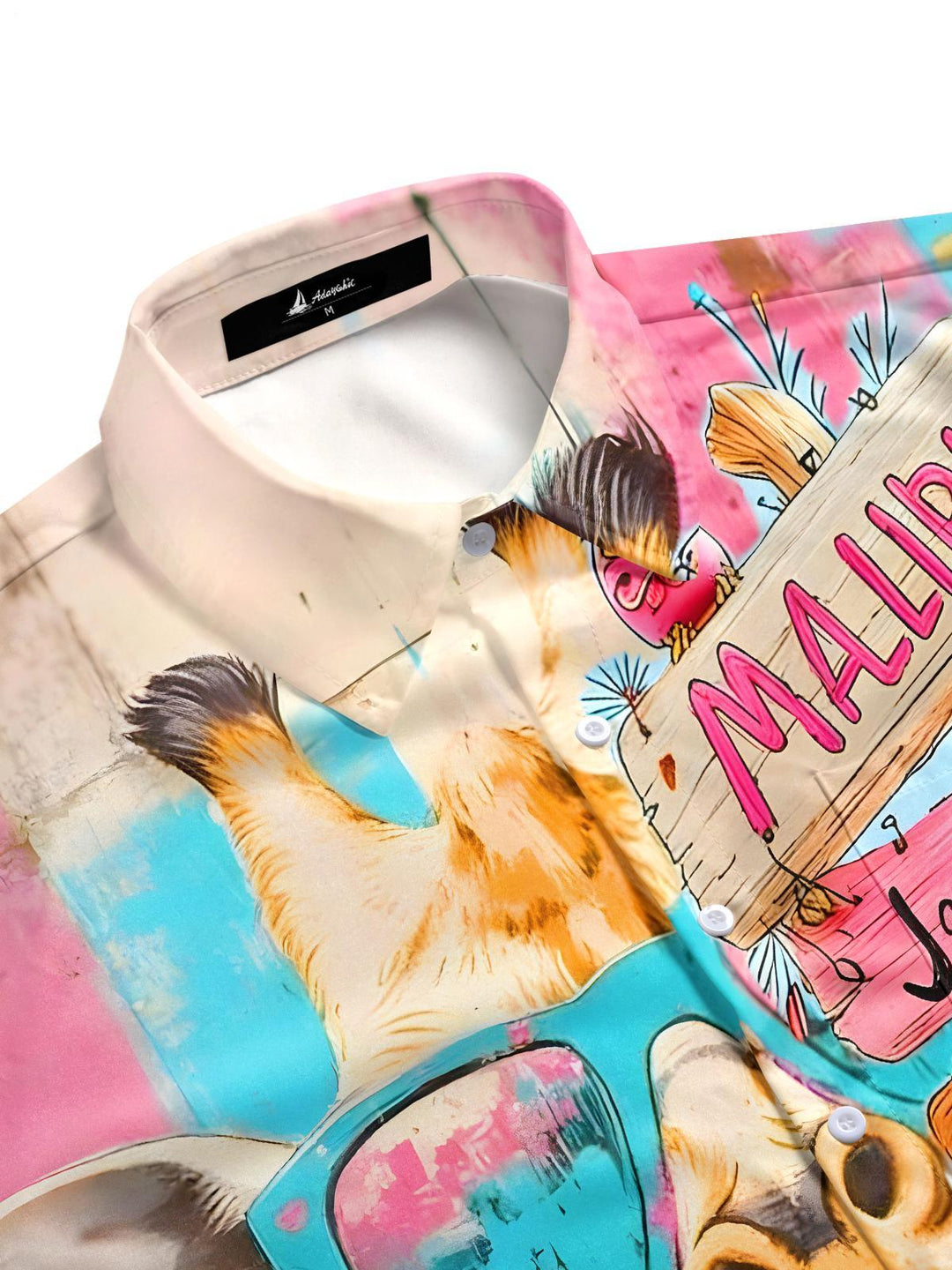 Hawaiian Malibu Giraffe Signpost Men's Pocket Short Sleeve Shirts