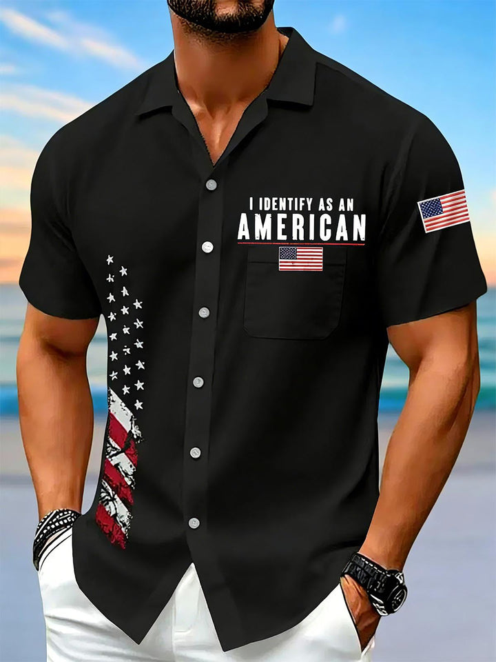 American Identity Independent Day Men's Pocket Short Sleeve Shirts