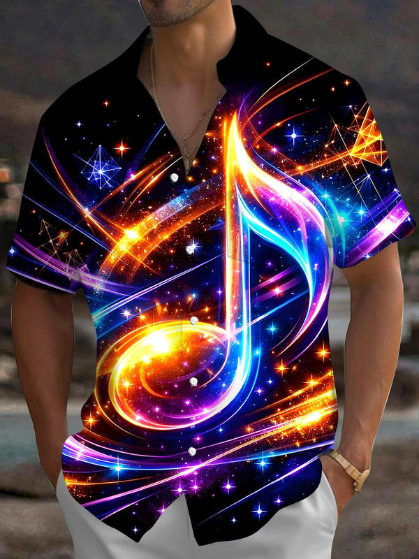Art Musical Note Men's Pocket Short Sleeve Shirts