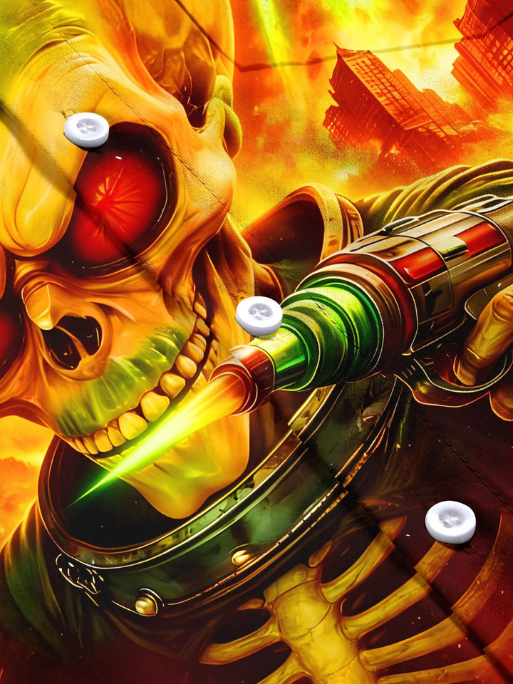 Fun Alien Skeleton Invasion Men's Pocket Short Sleeve Shirts