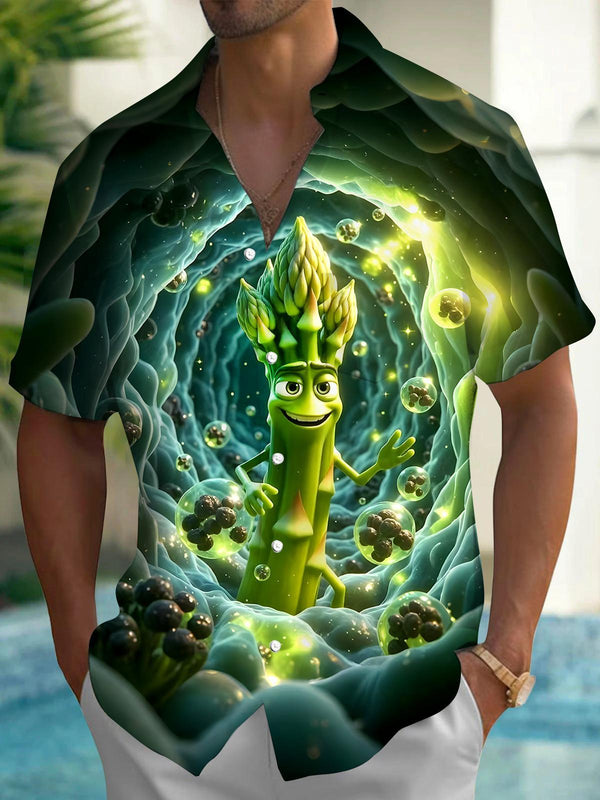 Funny Asparagus Men's Pocket Short Sleeve Shirts