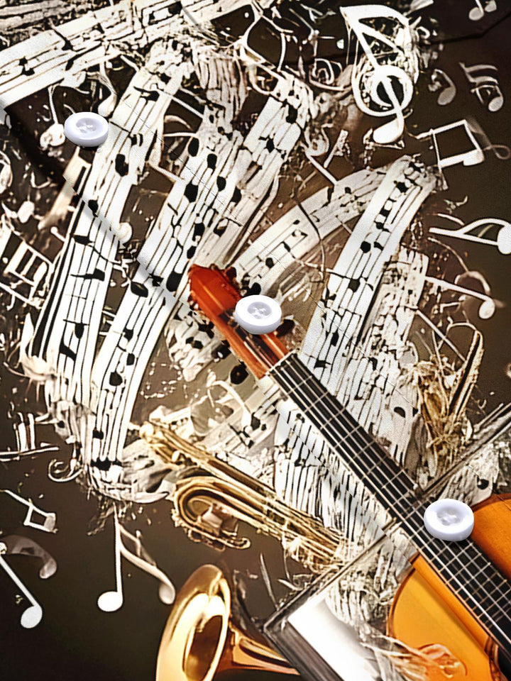 Violin Musical Note Men's Pocket Short Sleeve Shirts