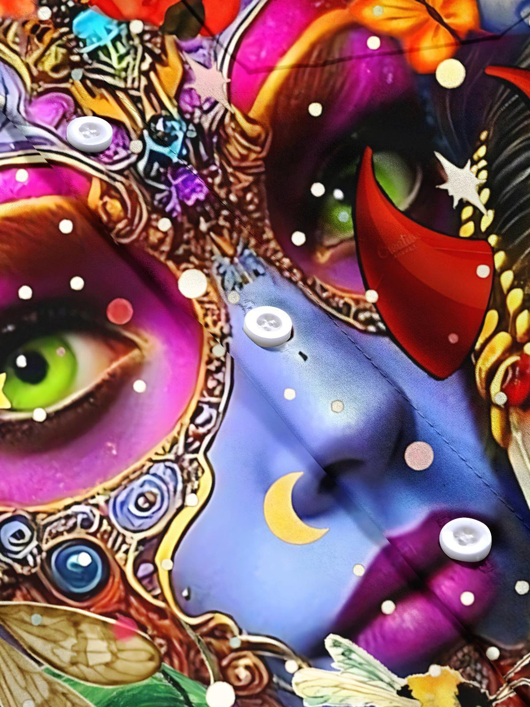 Abstract Face Print Men's Pocket Short Sleeve Shirts