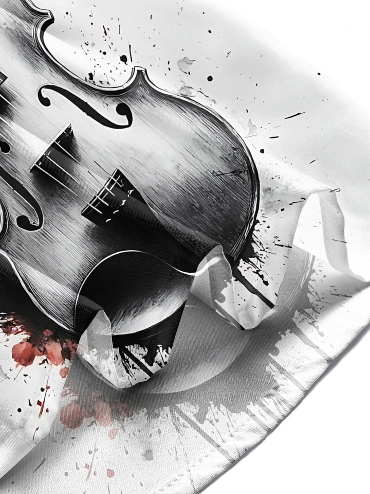 Violin Rainbow Note Print Men's Pocket Short Sleeve Shirts