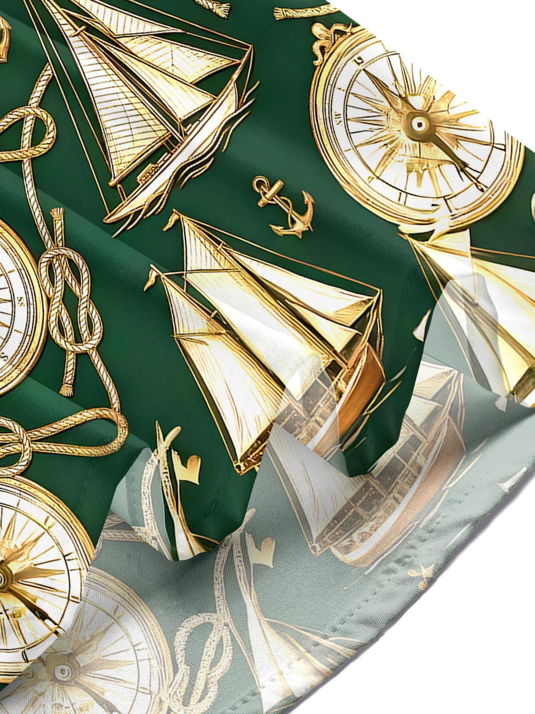 Retro Boat Compass Men's Pocket Short Sleeve Shirts