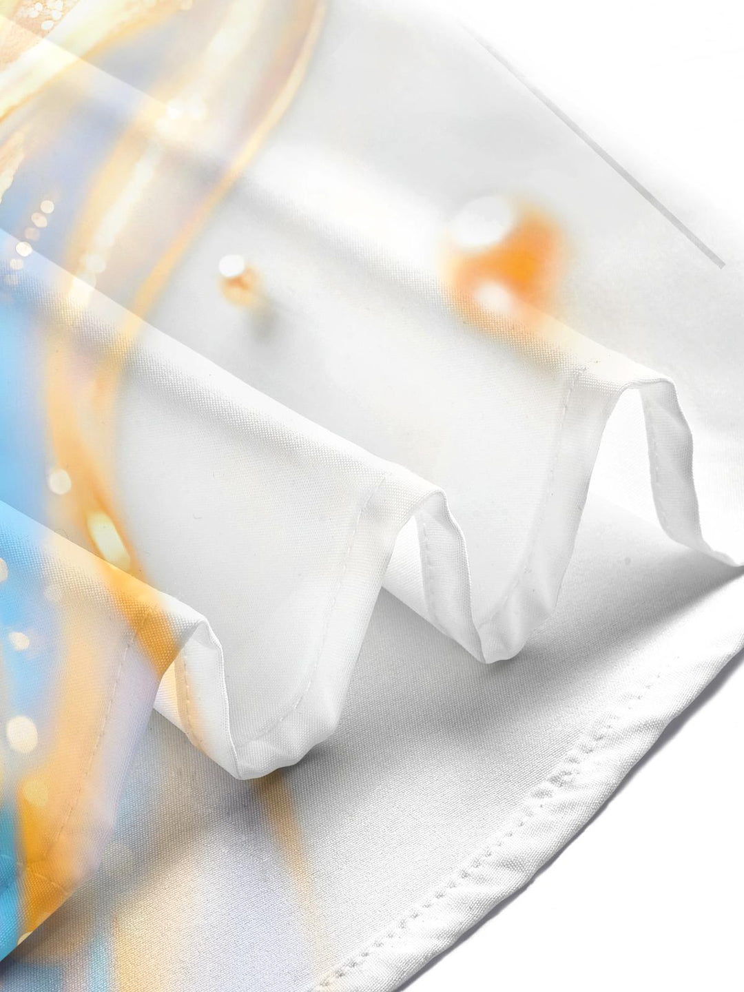 Blue Gold Water Ripple Pearl Fluid Art Men's Pocket Short Sleeve Shirts