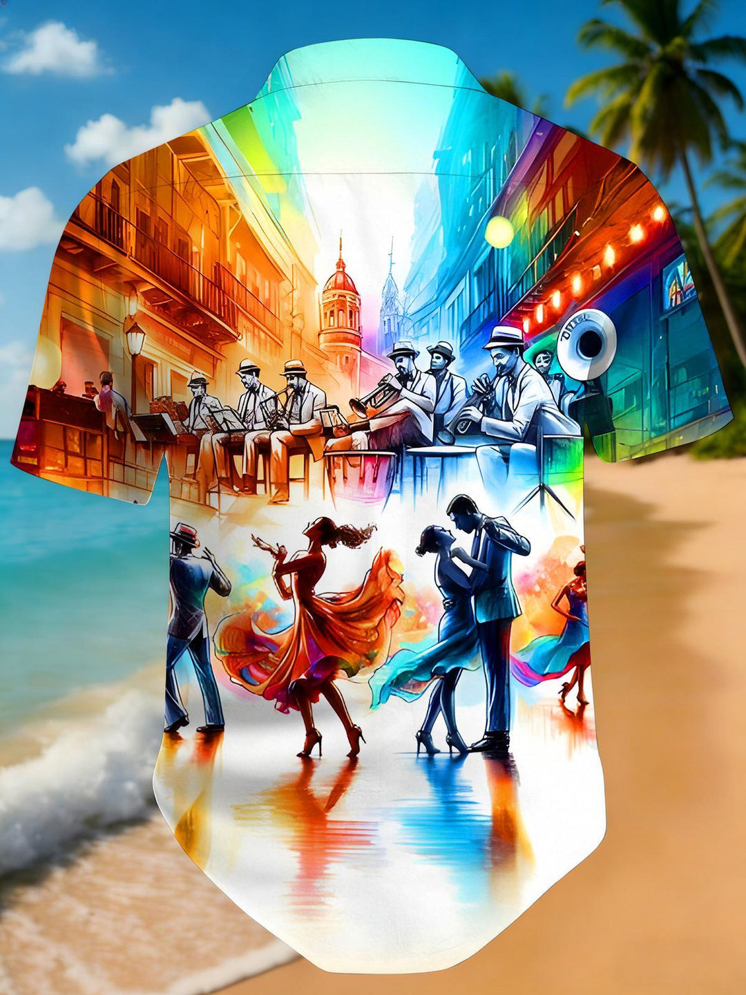 Urban Latin Carnival Night Men's Pocket Short Sleeve Shirts