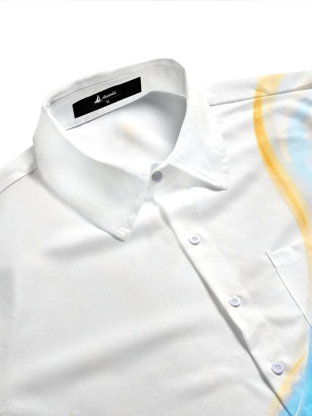 Blue Gold Water Ripple Pearl Fluid Art Men's Pocket Short Sleeve Shirts