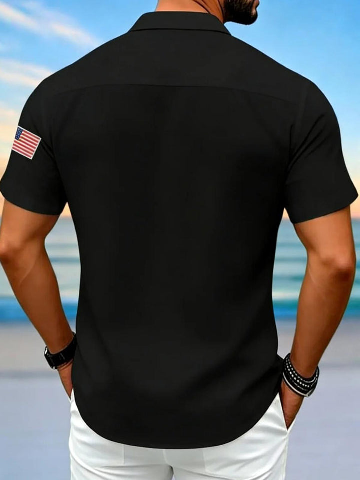 American Identity Independent Day Men's Pocket Short Sleeve Shirts