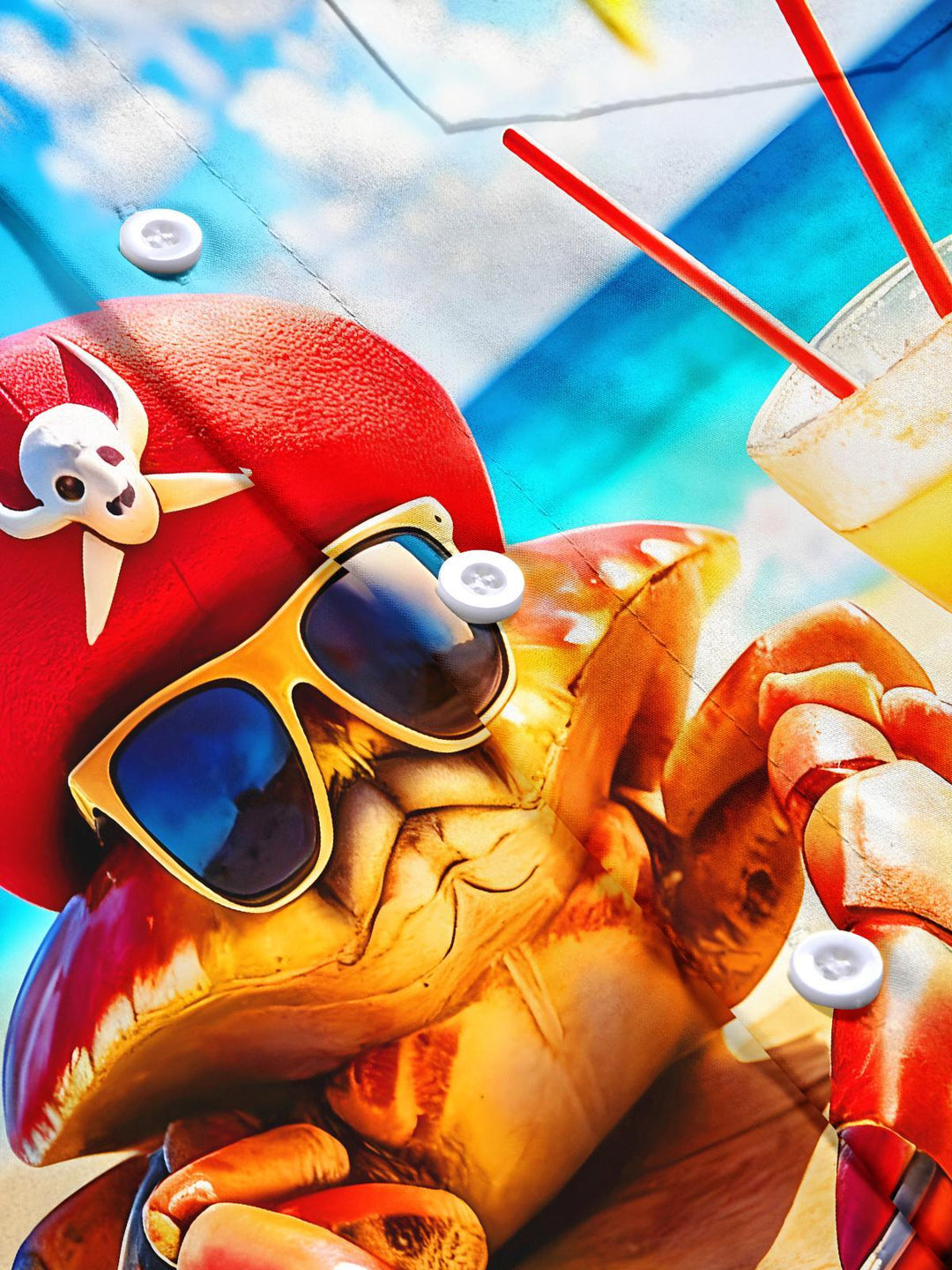 Hawaiian Beach Pirate Crab Men's Pocket Short Sleeve Shirts