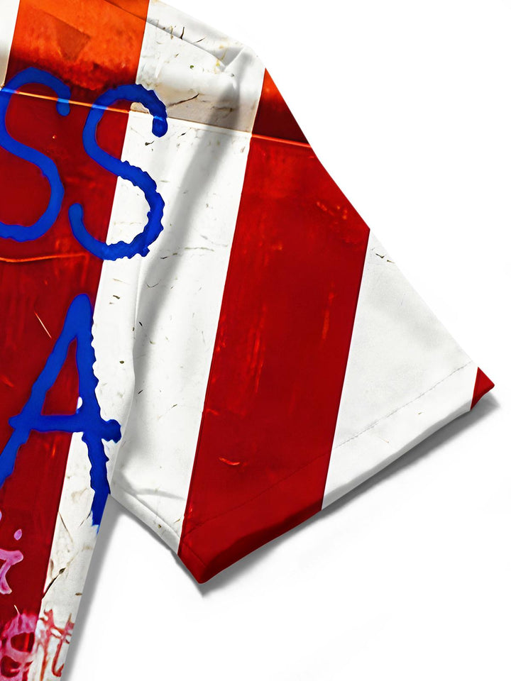 God Bless America Patriotic Flag Gnomes America Truck Independence Day Men's Pocket Short Sleeve Shirts