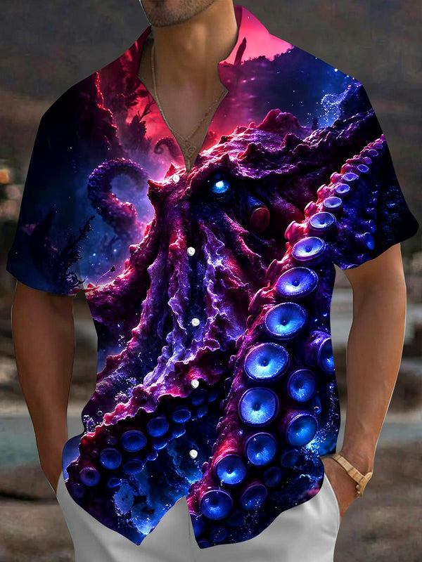 Dark Octopus Men's Pocket Short Sleeve Shirts