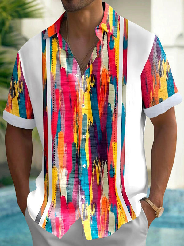 Abstract Tie Dye Men's Pocket Short Sleeve Shirts