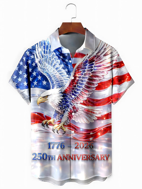 Eagle American Flag Men's Pocket Short Sleeve Shirts