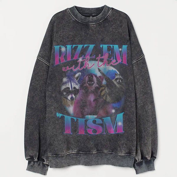 Rizz Em With The Tism Retro  Sweatshirt/T-shirt