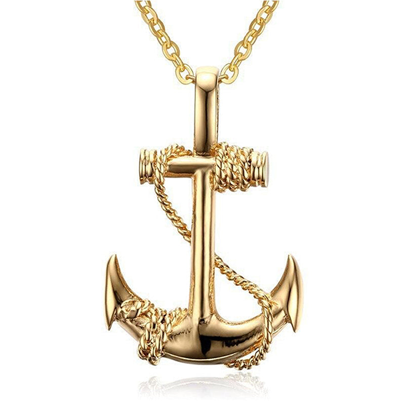 Vintage Men's Pirates Of The Caribbean Anchor Necklace Stainless Steel Necklace Personality