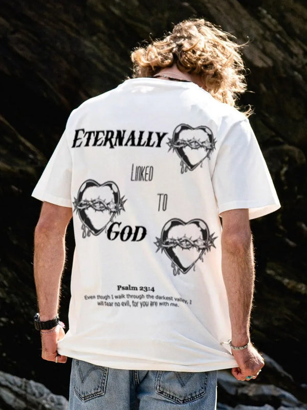 Men's Round Neck T-Shirt With Faith Slogan Printed On The Back