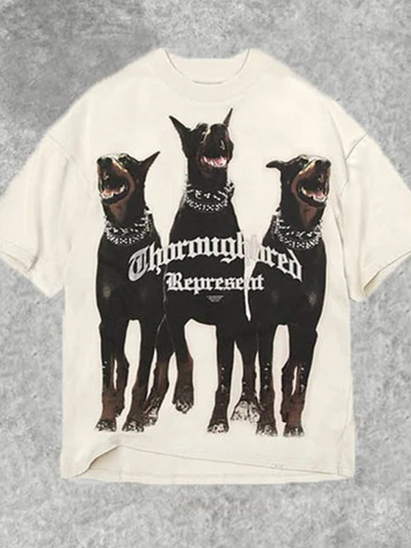 Three Dogs Print Men's Short Sleeve T-Shirt