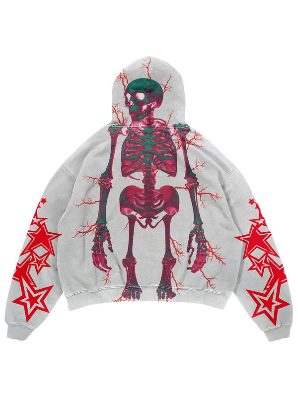 Skull Contrast Color Fashion Print Personalized Men's Hoodie