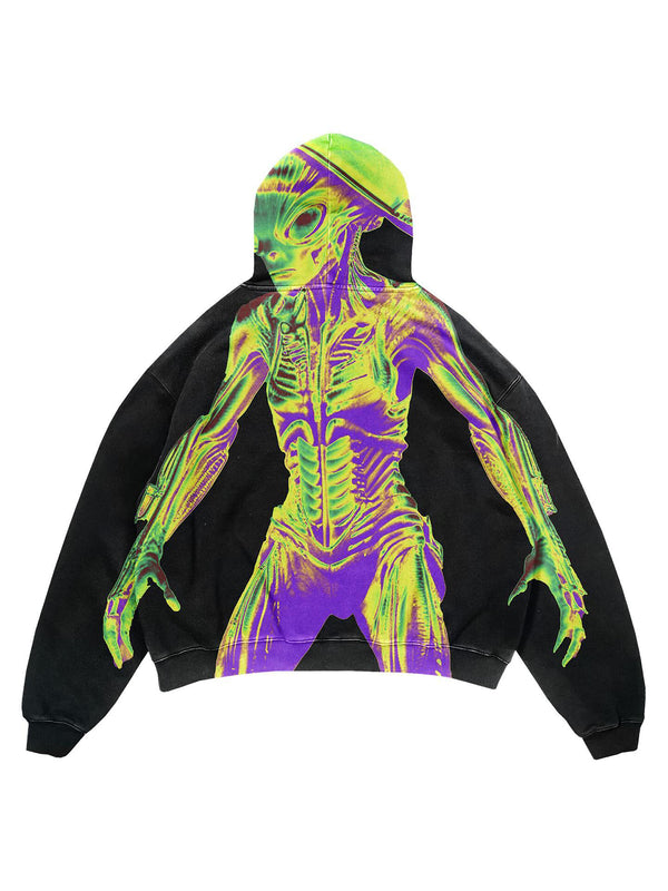 Personalized Alien Print Men's Long-Sleeved Hoodie