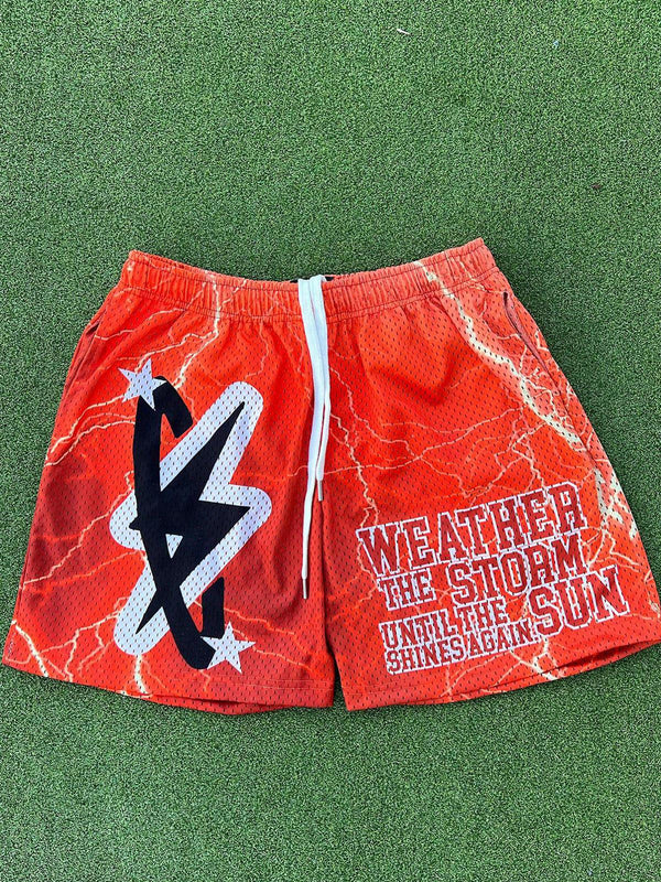 Trendy Personalized Men's Shorts With Lightning Print Letters