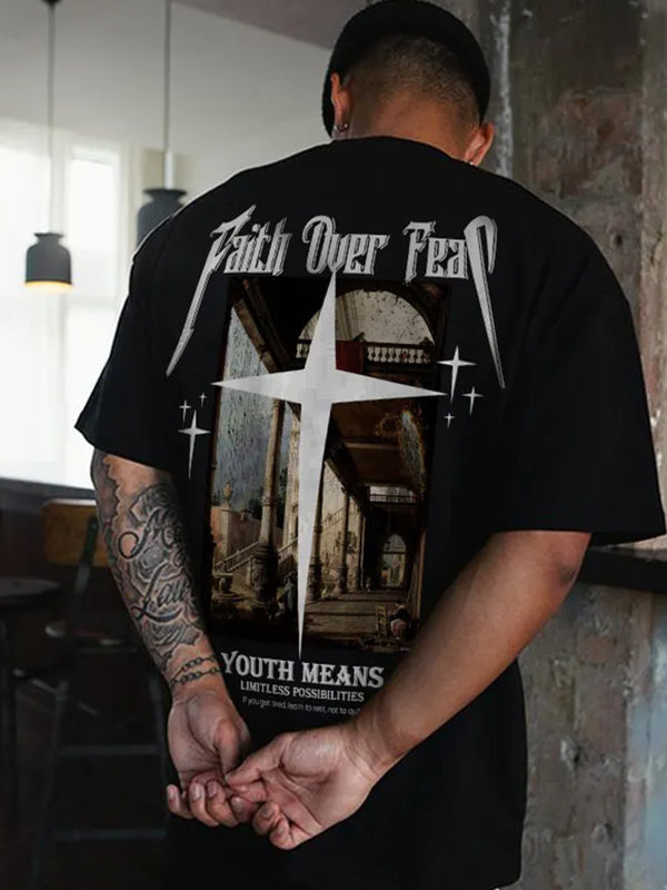 Faith Over Fear Oil Painting Print T-shirt