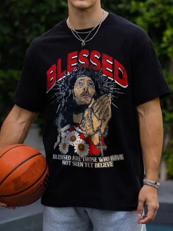 Christ's Wishing Print Men's Short Sleeve Round Neck T-Shirt