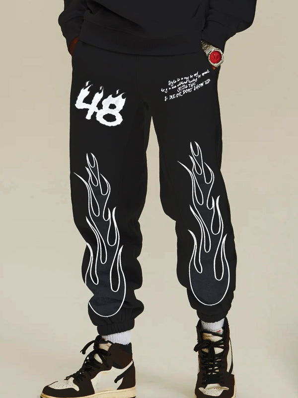 Street Style 48 Flame Print Casual Men's Sports Pants